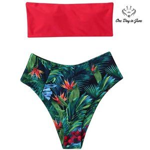 Bandeau Off Shoulder High Waist Bikini